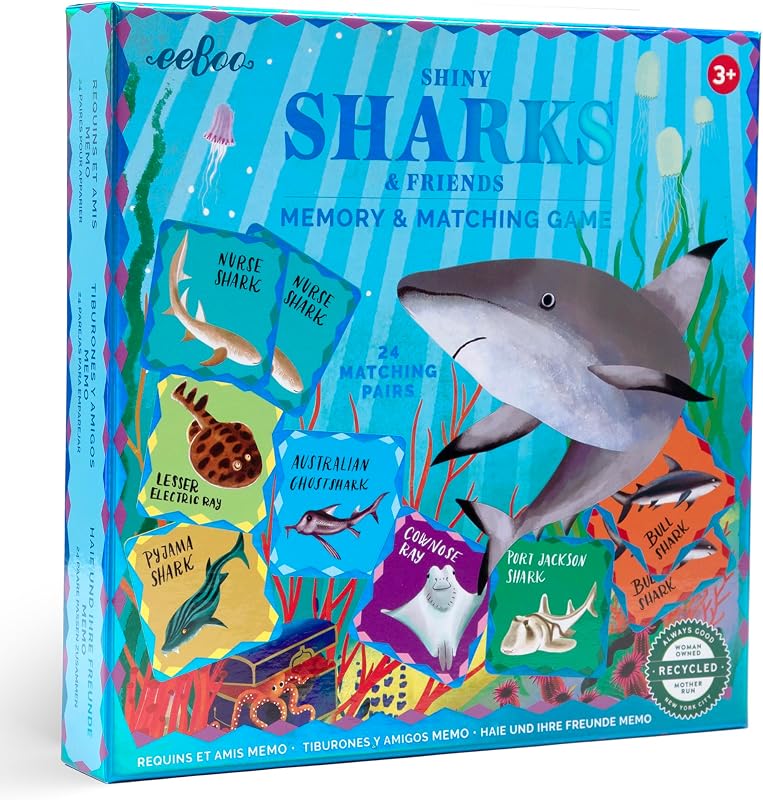 Juego memoria tiburones brillantes 24 pares niños 3+