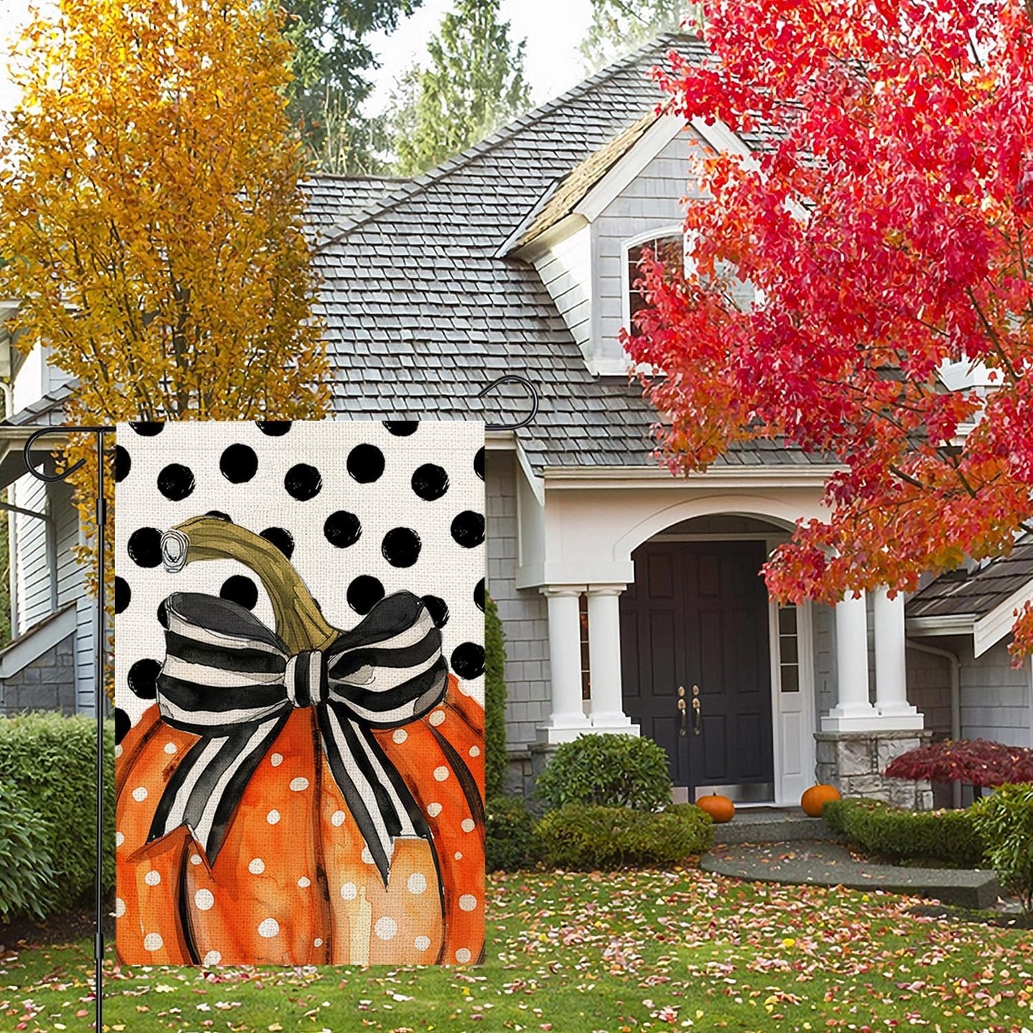 Bandera jardín calabaza otoño 12x18pulg doble cara decoración patio