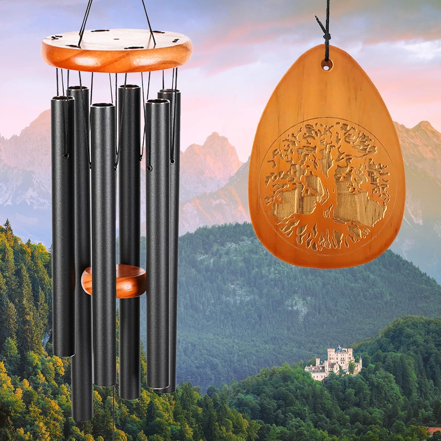 Campanillas viento madera tono profundo regalo memoria