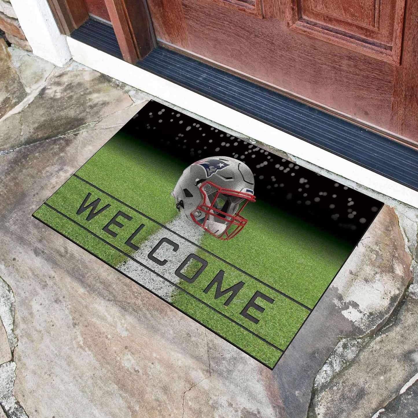 Tapete goma puerta exterior 18x30" New England Patriots