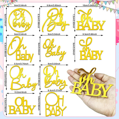 10 Pzas decoración pastel dorado Oh Baby insertos acrílicos