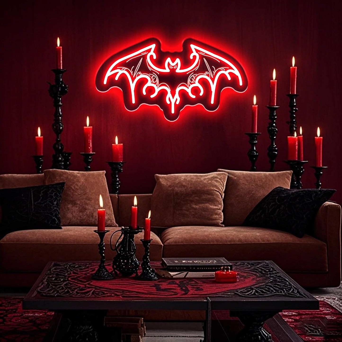 Letrero neón murciélago LED decoración gótica