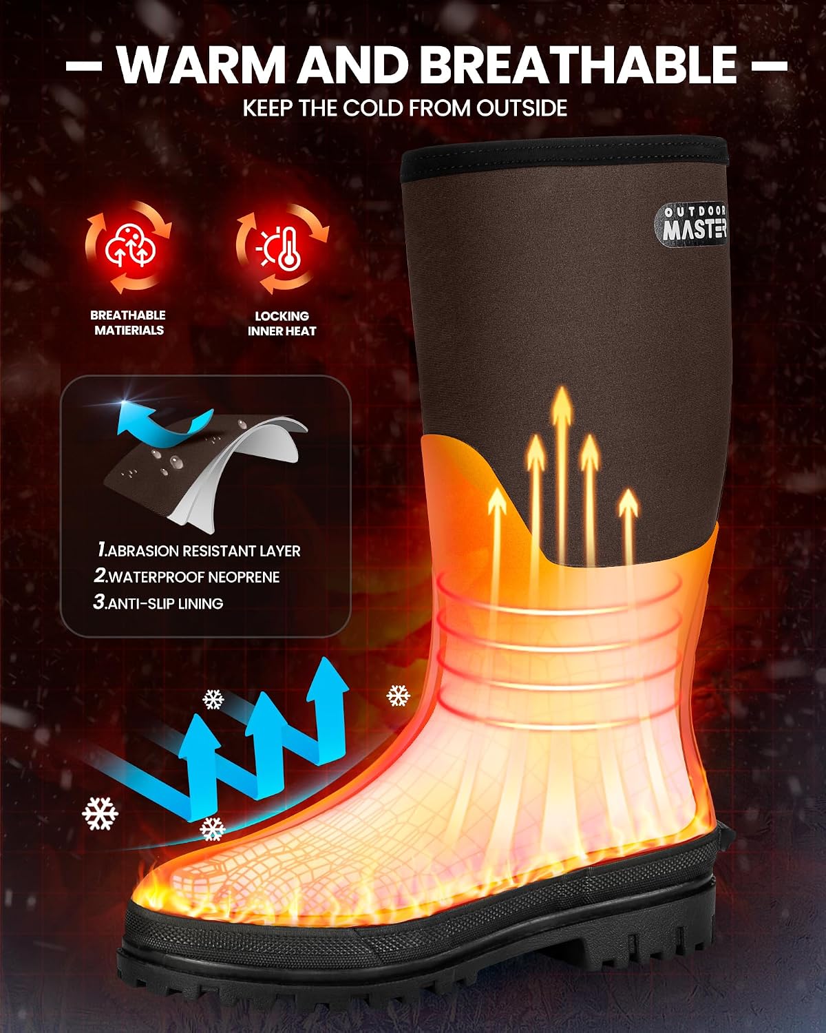 Botas de neopreno impermeables antideslizantes para hombres