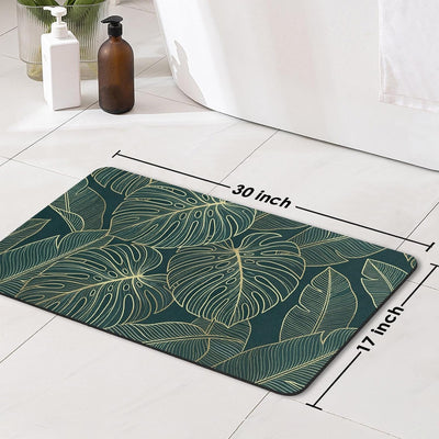Alfombra baño hojas tropicales 17x30pulg antideslizante