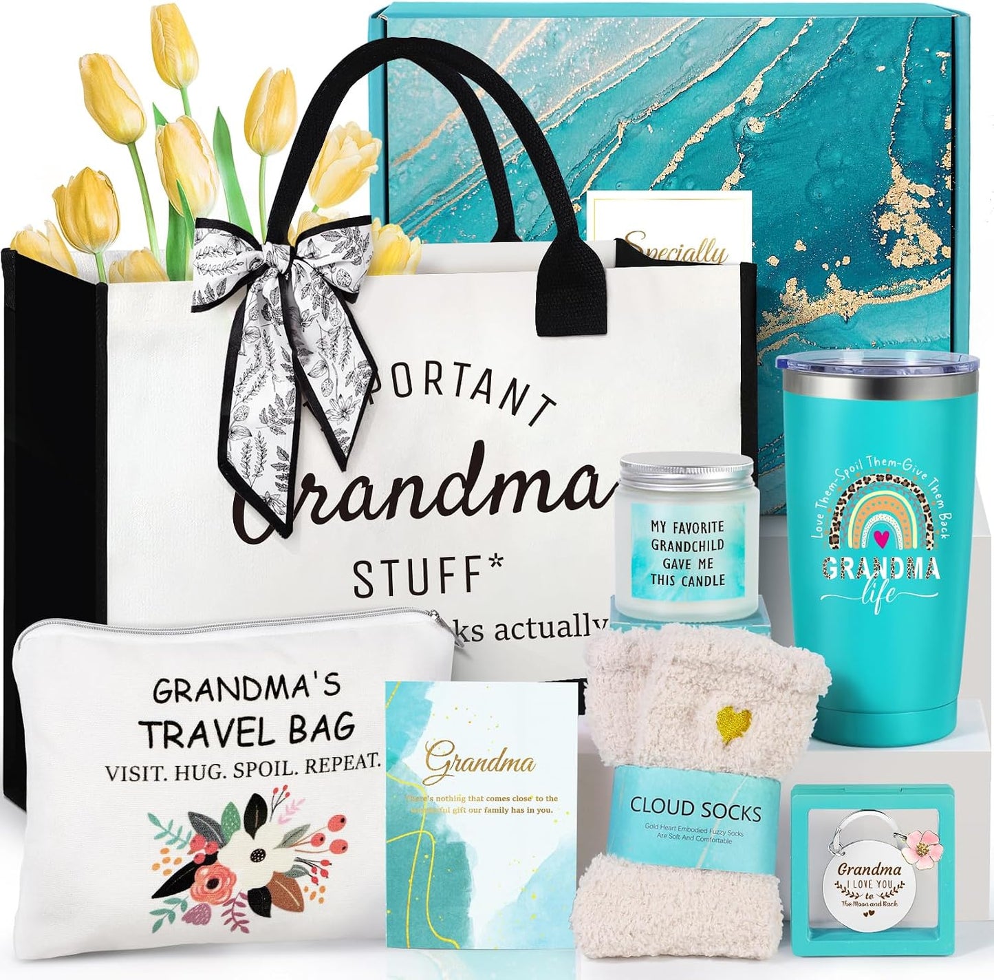 Set regalo abuela con bolsa tote burlap