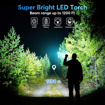 3 Linternas LED Recargables 7 Modos IP67 Impermeable Táctica