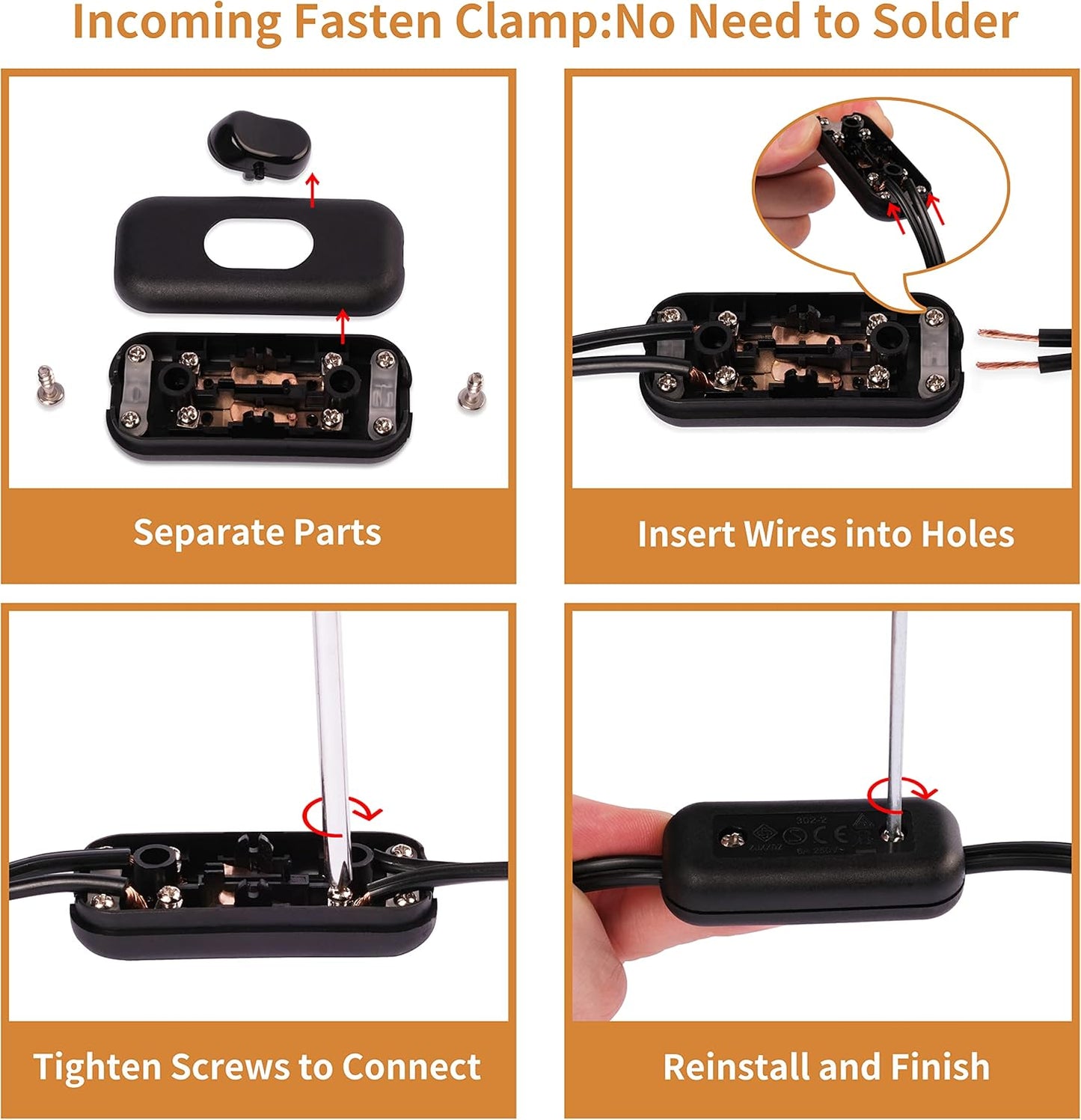 Interruptor cable AC120V 10A para lámpara o electrodoméstico