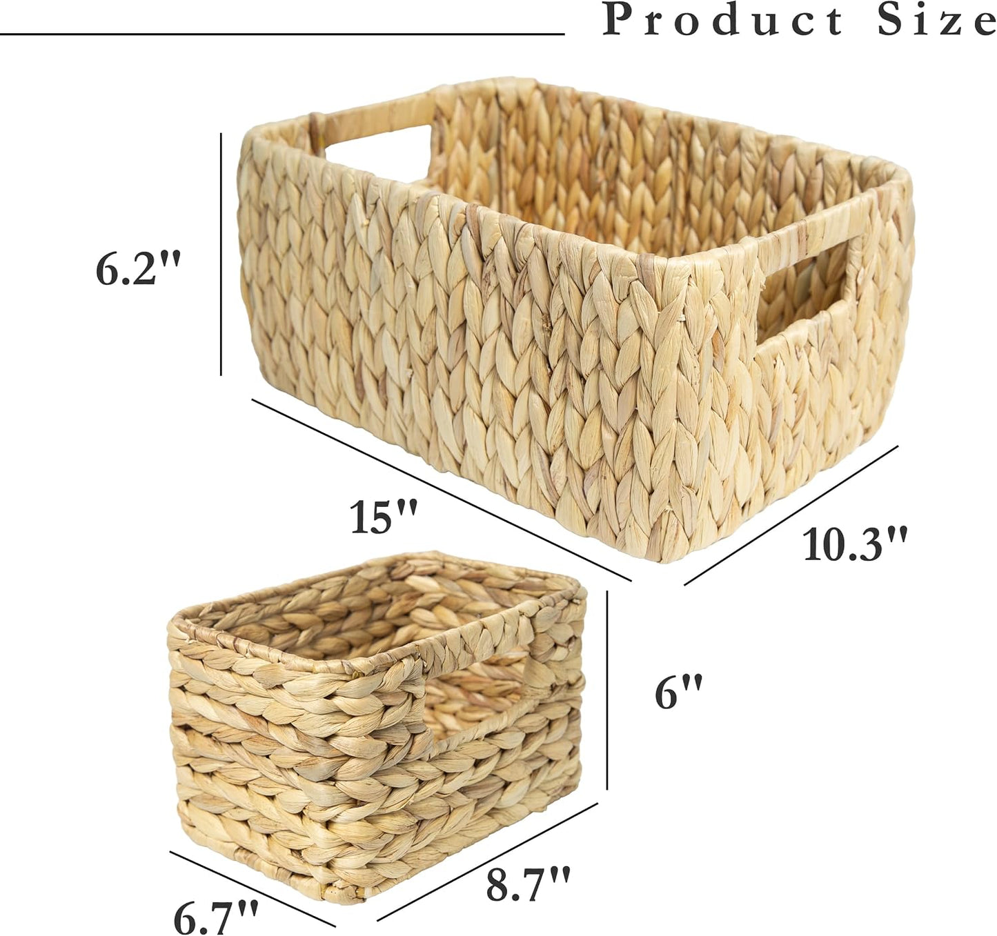 Cestas mimbre rectangulares para dormitorio y baño set 3