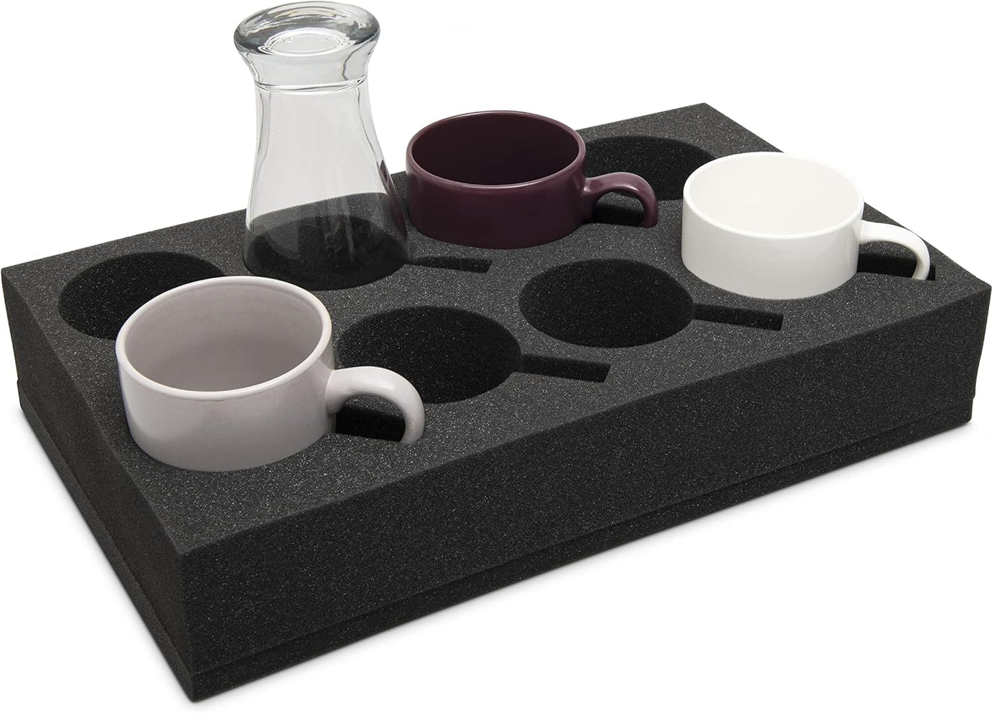 Set 2 portavasos espuma vidrio gris 8 ranuras viaje