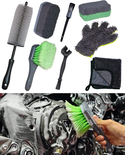 Set 8 Pzas Kit Limpieza Motocicleta Guante Microfibra