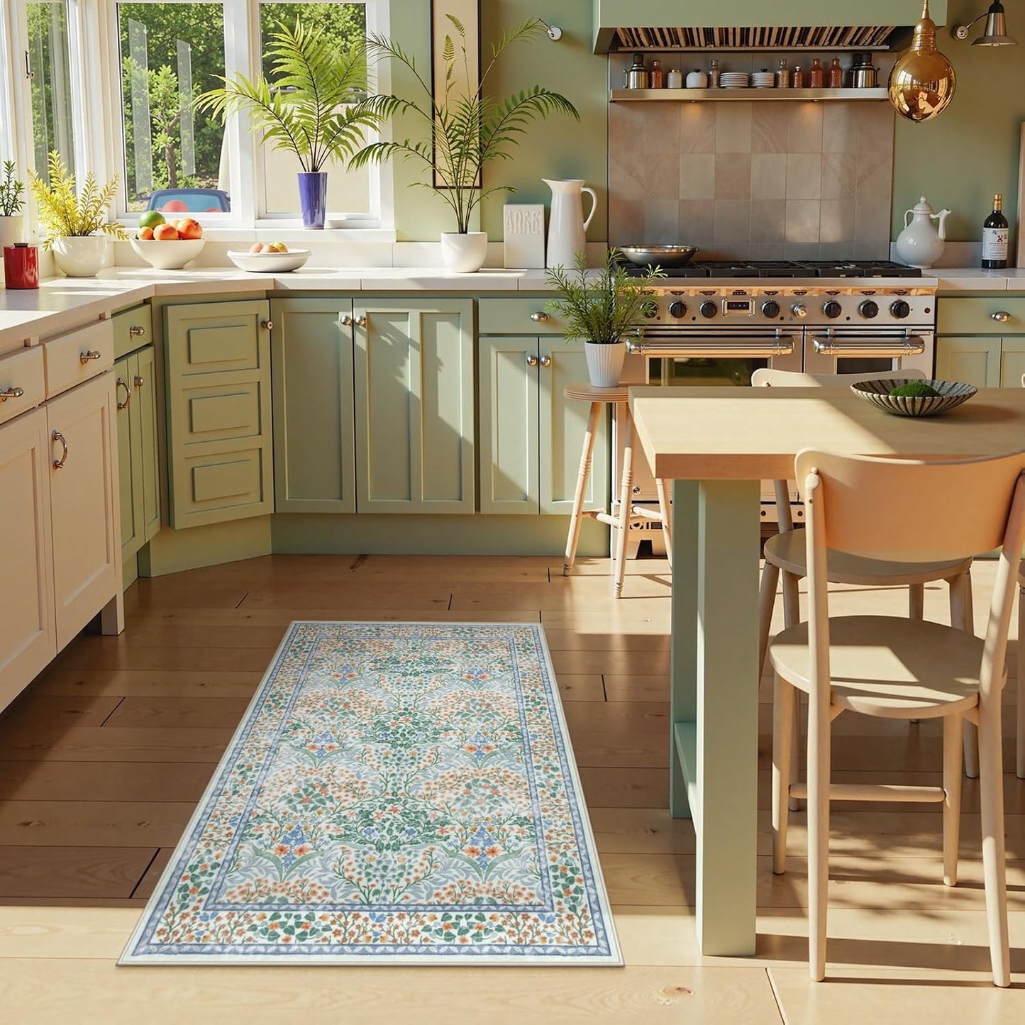 Tapete floral antideslizante 2x3ft para cocina dormitorio baño