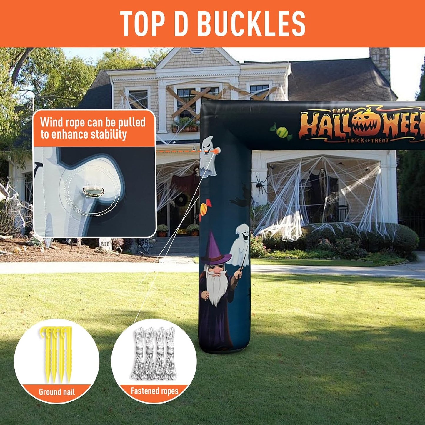 Arco inflable Halloween 14x10ft exterior con soplador negro