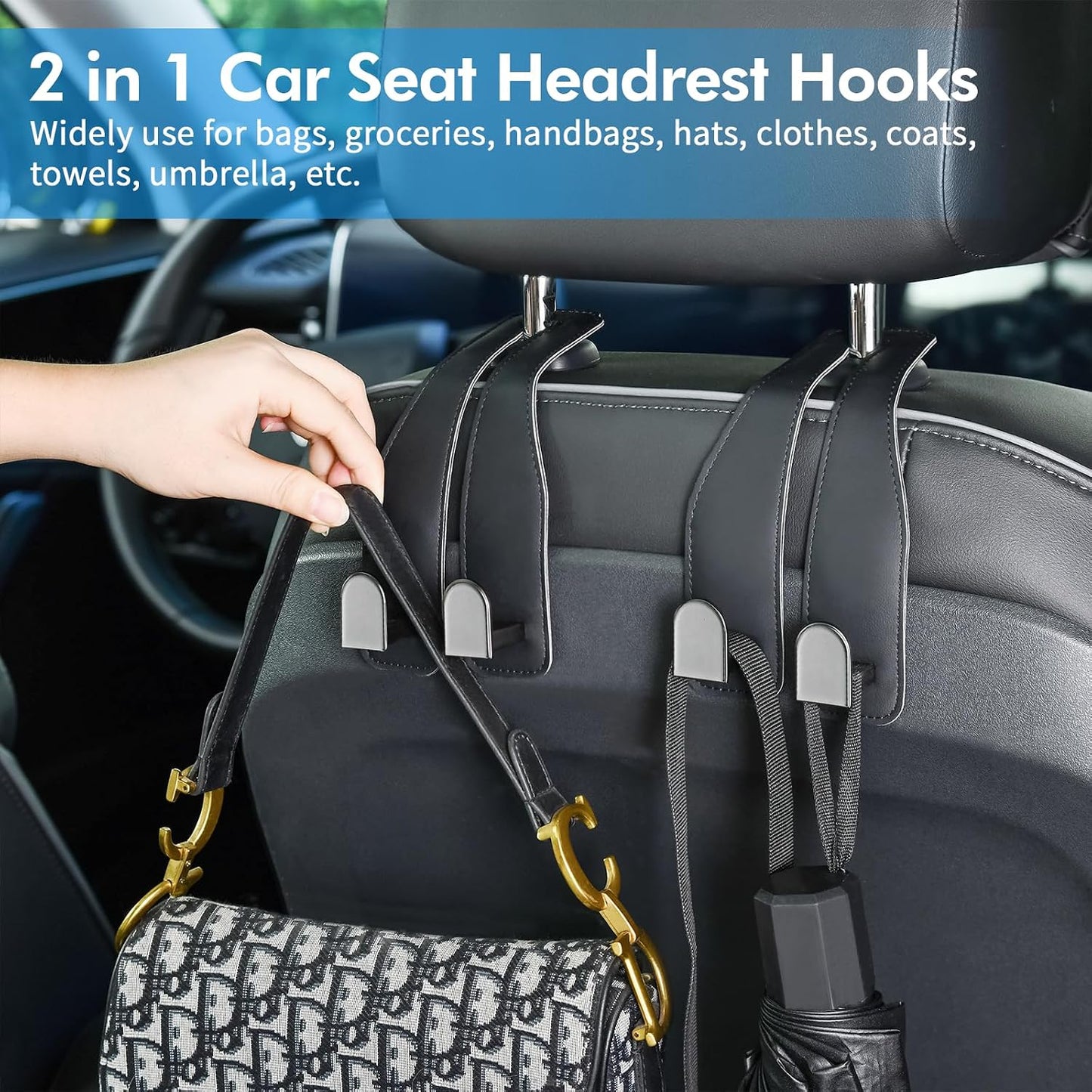 Ganchos cuero para respaldo asiento coche bolsos abrigos
