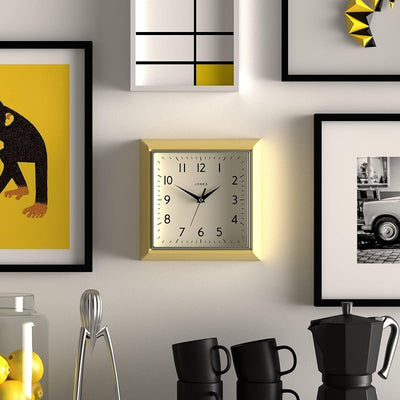 Reloj pared cuadrado 9.8pulg amarillo cocina oficina
