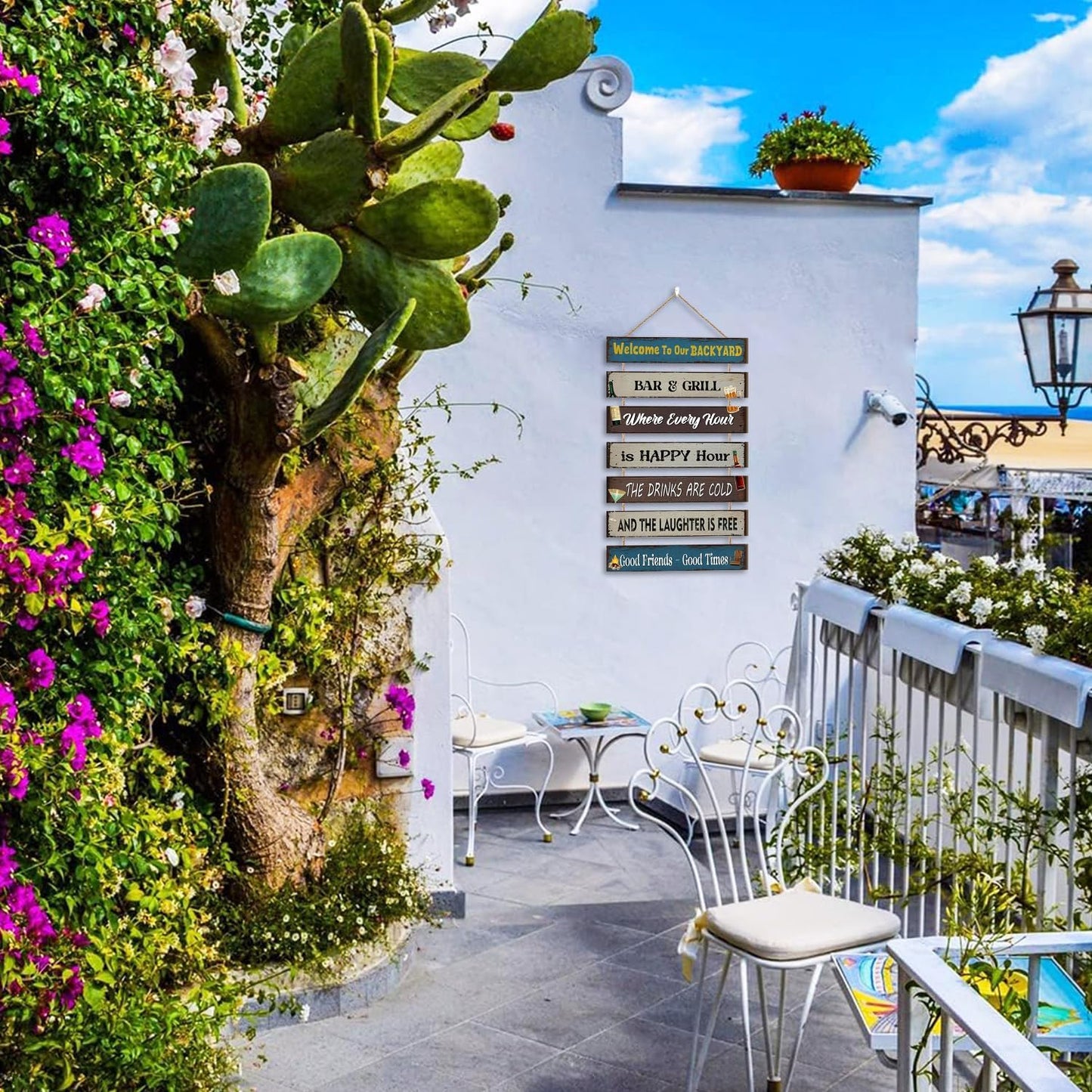 Letrero bienvenida para porche jardín patio decoración