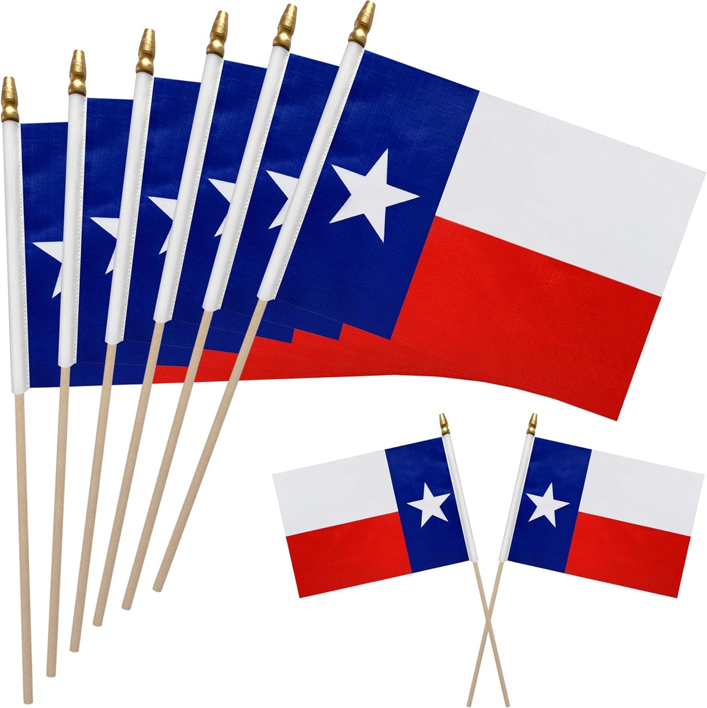 12 Banderas Texas 8x12" Mini Palo Decoración Exterior