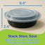 Recipientes redondos 10unid 48oz con tapa apilables reutilizables