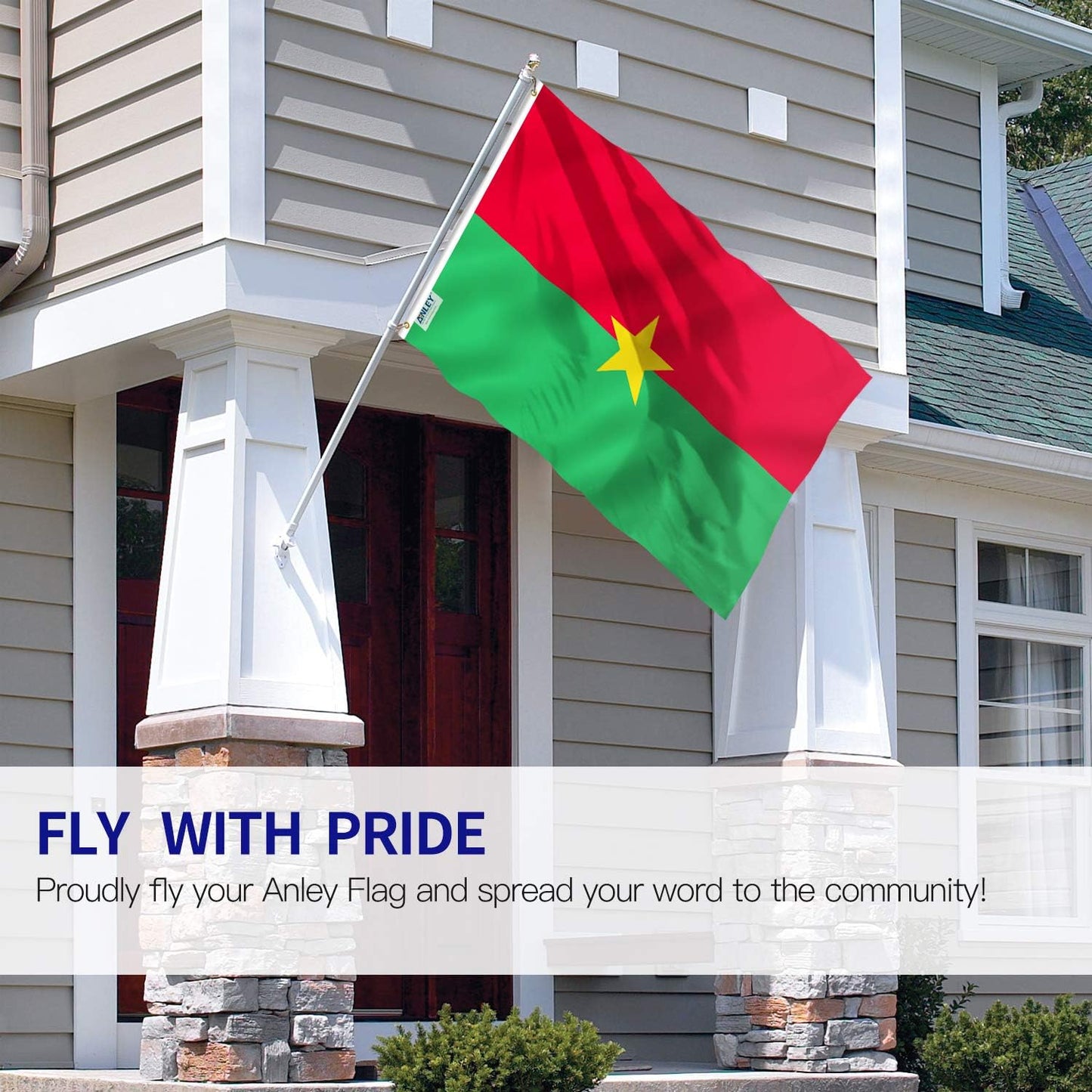 Bandera Burkina Faso 3x5ft poliéster doble costura ojales