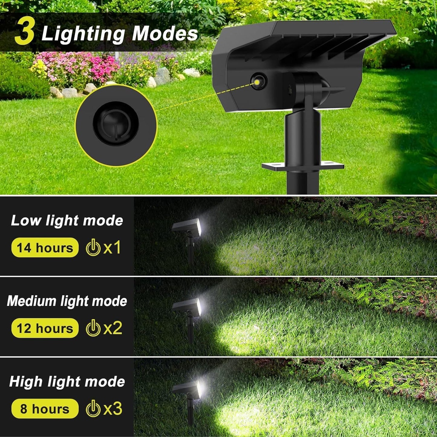 Focos solares impermeables IP65 6uds 52LED 2en1 para jardín
