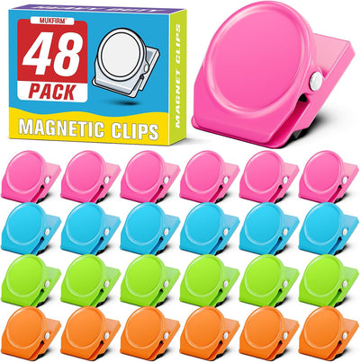 48 Clips Magnéticos Fuertes para Pizarra y Refrigerador