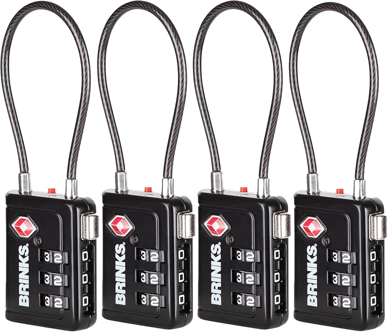 Cerradura TSA con combinación 3 esferas negro 2.5pulg pack 4