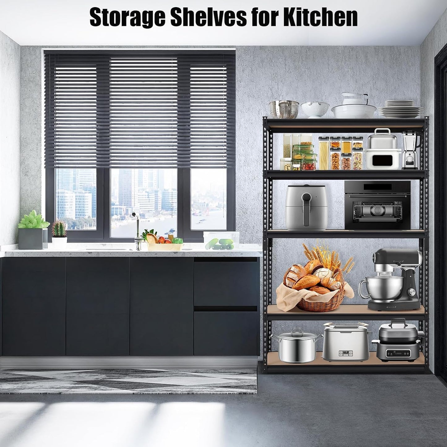 Estantes metal 48x18x72" 5 niveles ajustables garage cocina