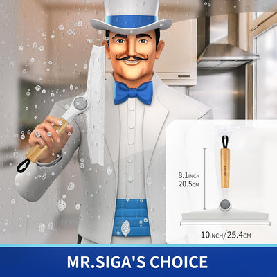 Escobilla silicona multiusos puerta ducha vidrio mango bambú 10pulg