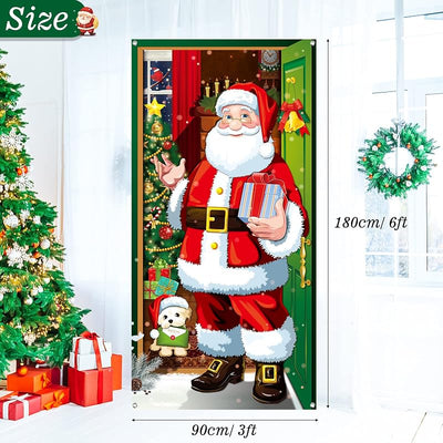 Cubierta puerta Navidad Papá Noel banner colgante hogar exterior