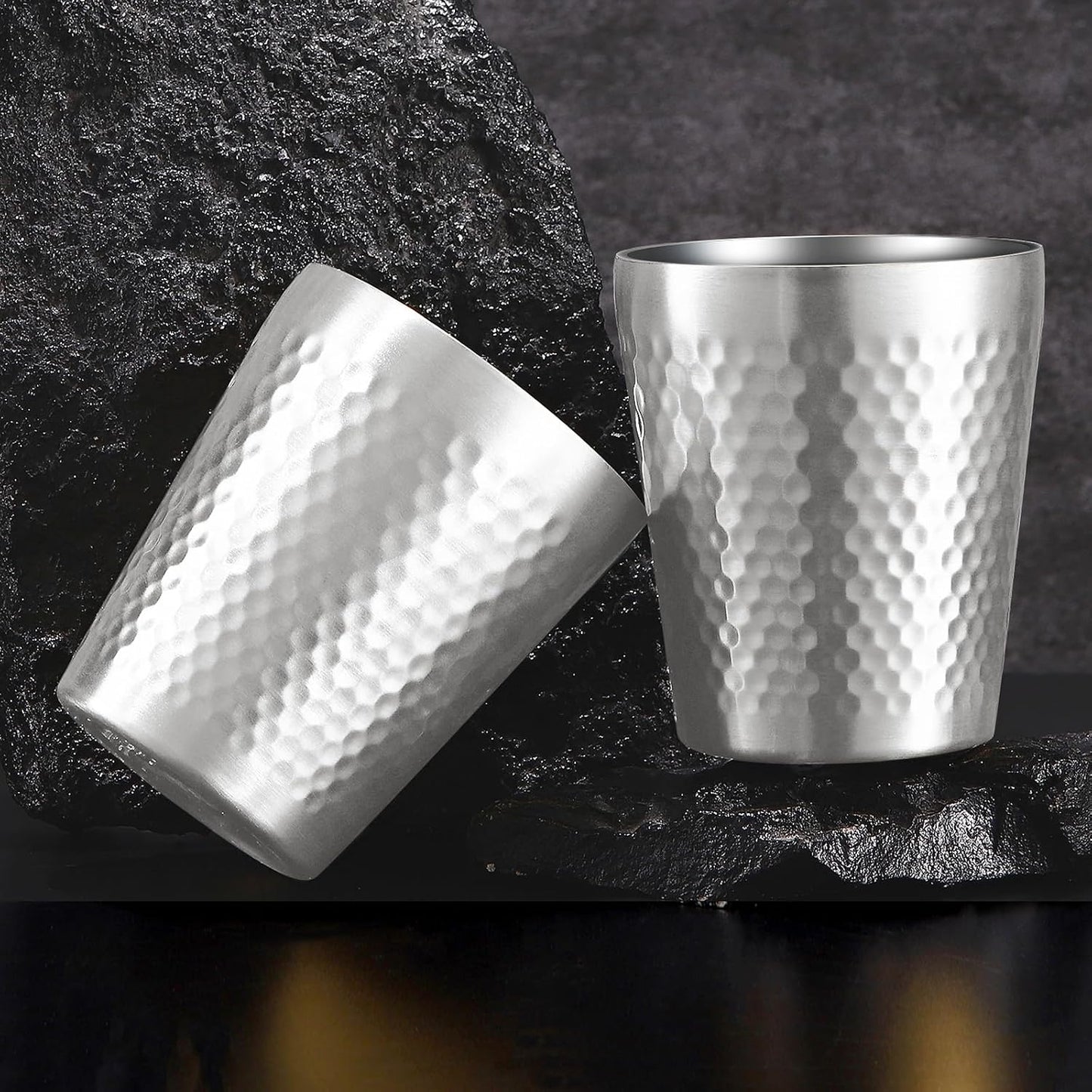 Vasos acero inox 10oz doble pared apilables plateado