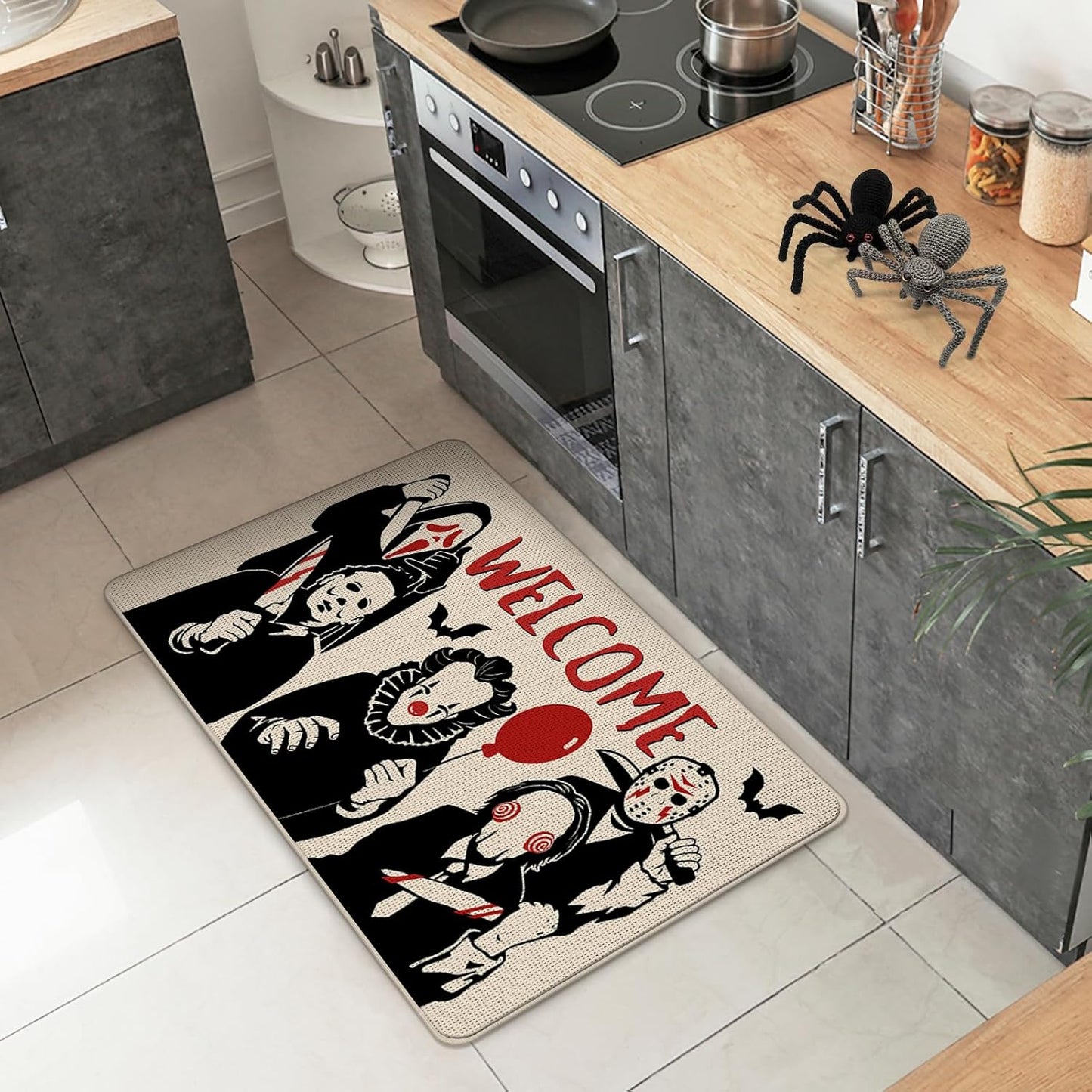 Tapete antiderrap Halloween personajes terror sangriento