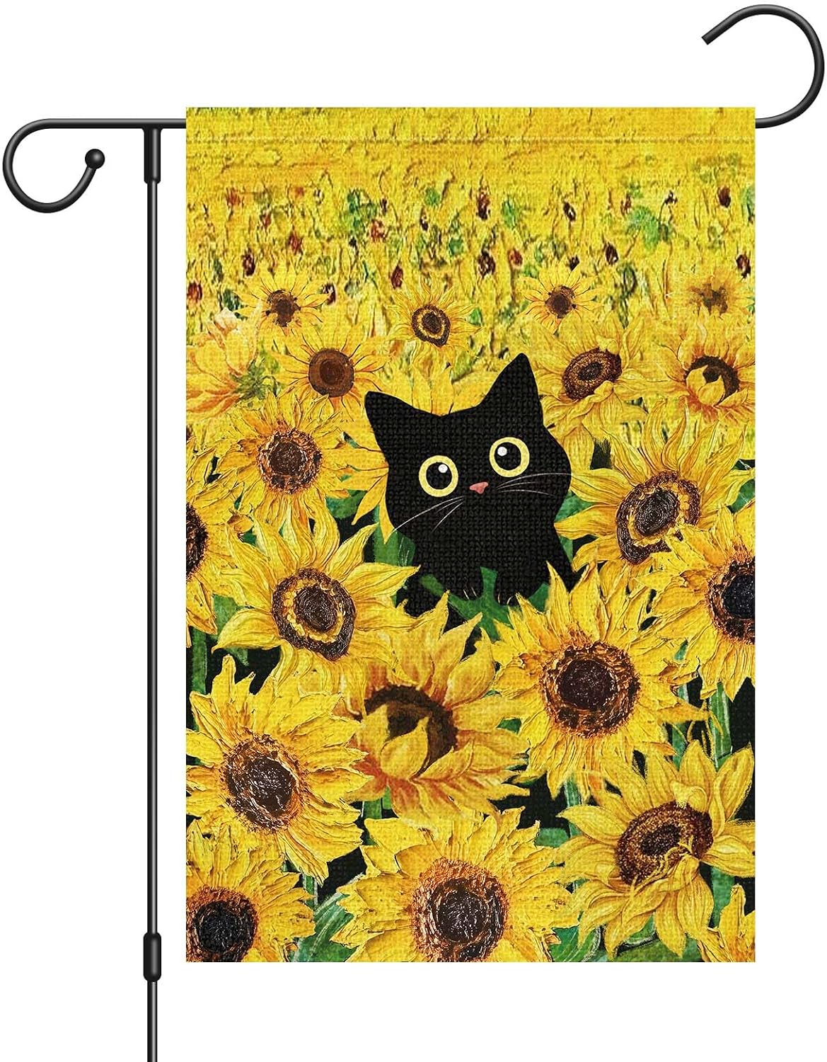 Bandera jardín gato 12x18pulg doble cara arpillera girasol