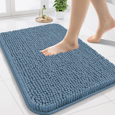 Alfombras baño 24x16 felpilla antideslizante goma lavable azul