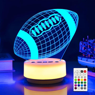 Luz Nocturna Fútbol Niños Lámpara Led 3D 14 Colores Control Remoto