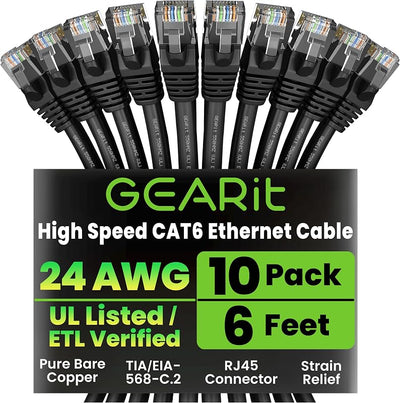 Cable Ethernet Cat6 1.8m 10pcs conectores dorados 10Gbps