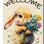 Bandera bienvenida jardín Pascua 12x18pulg tulipanes conejo