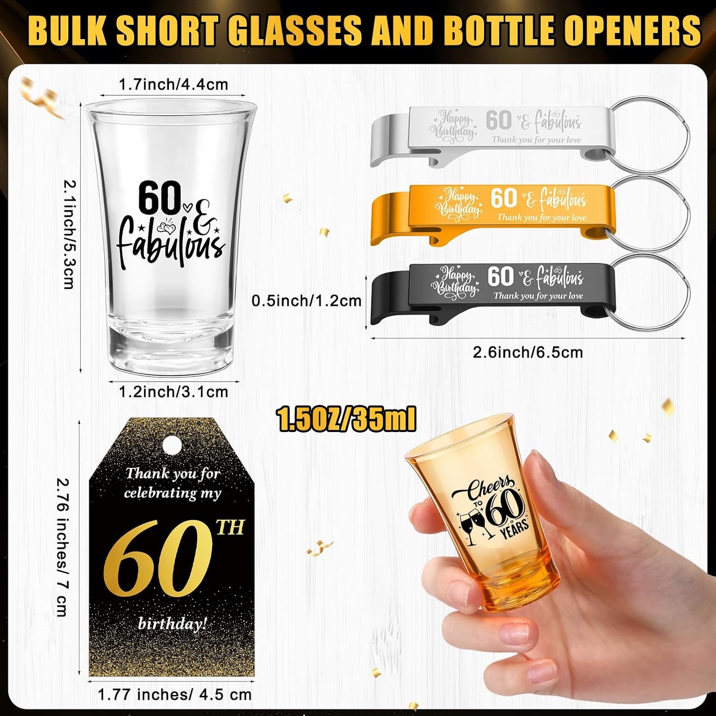 30 Set Regalo Cumpleaños Vasos Acrílico Etiquetas