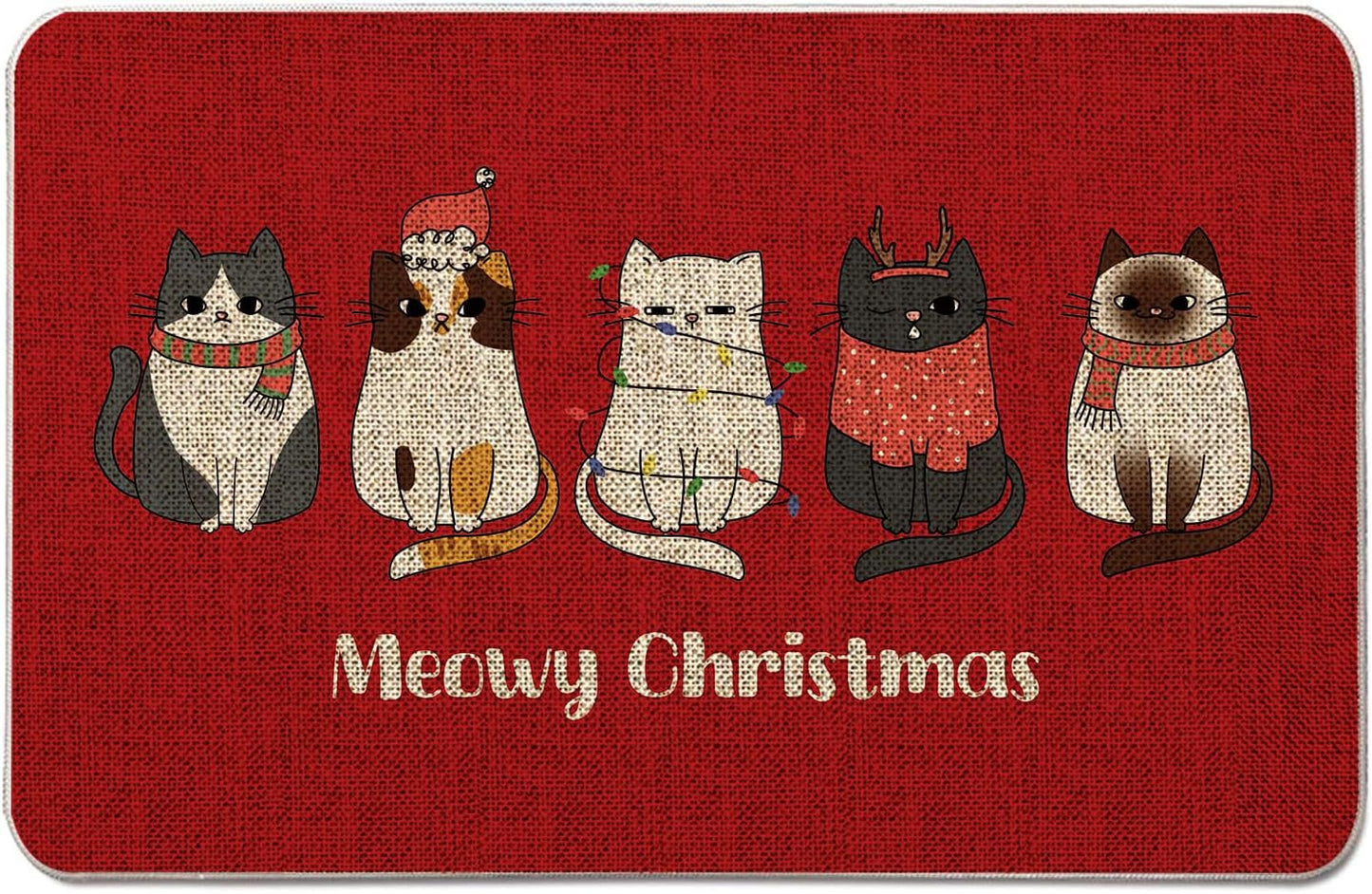 Tapete Navidad puerta exterior rojo 17x27pulg