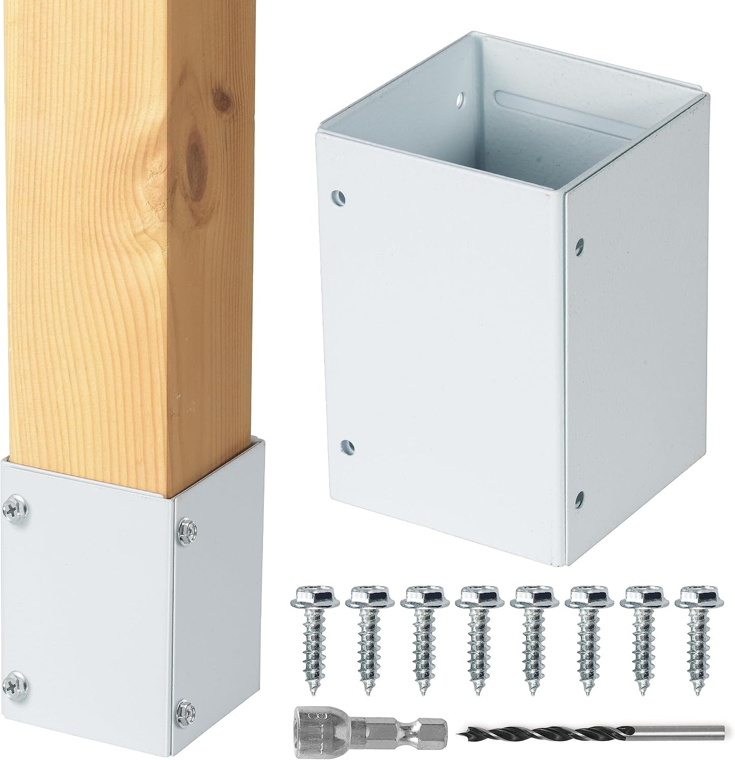 Protector poste acero inox 3.3-6" vallas buzones blanco