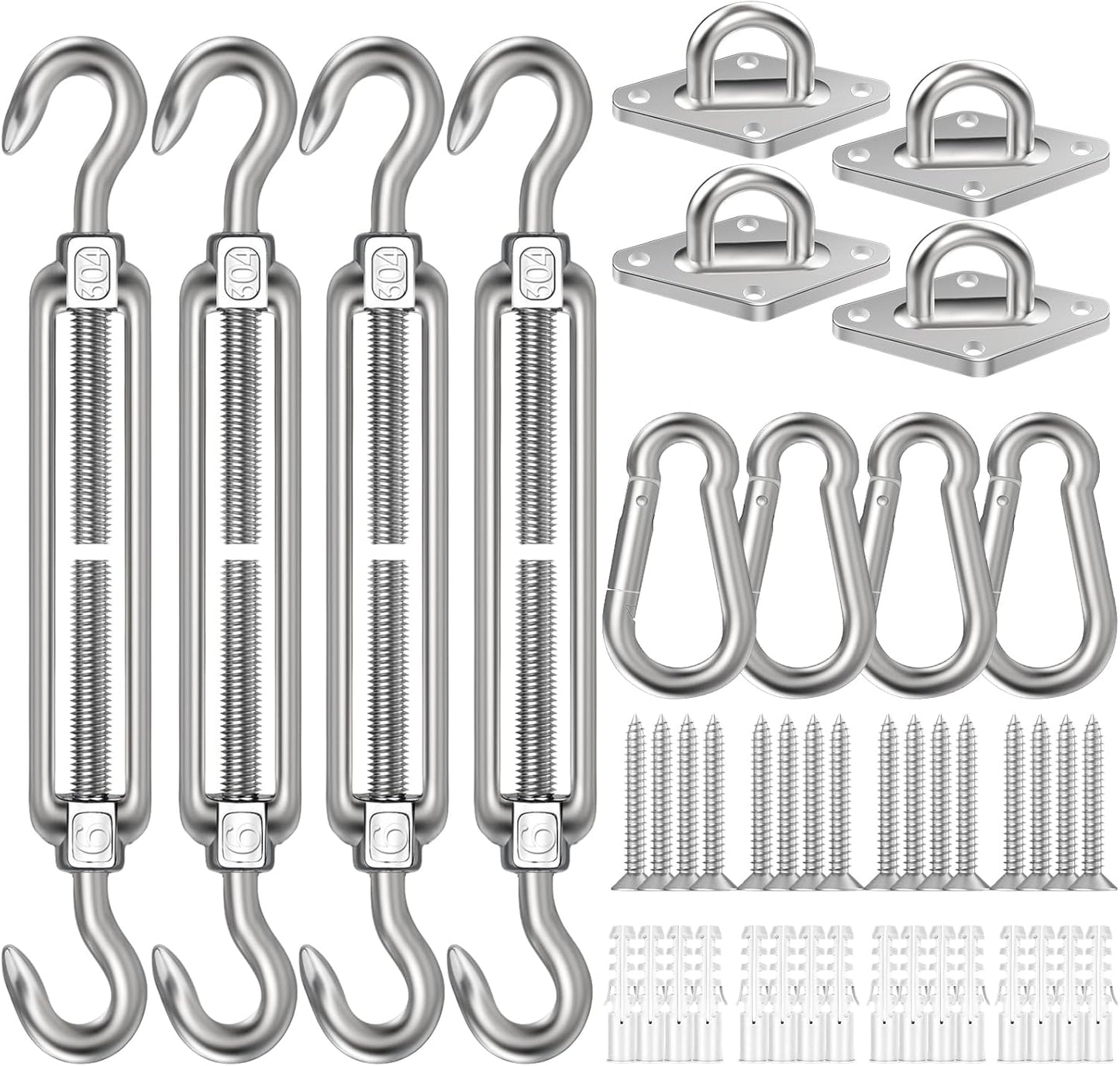 Kit accesorios vela 6" acero inox 304 para toldo 44pzas