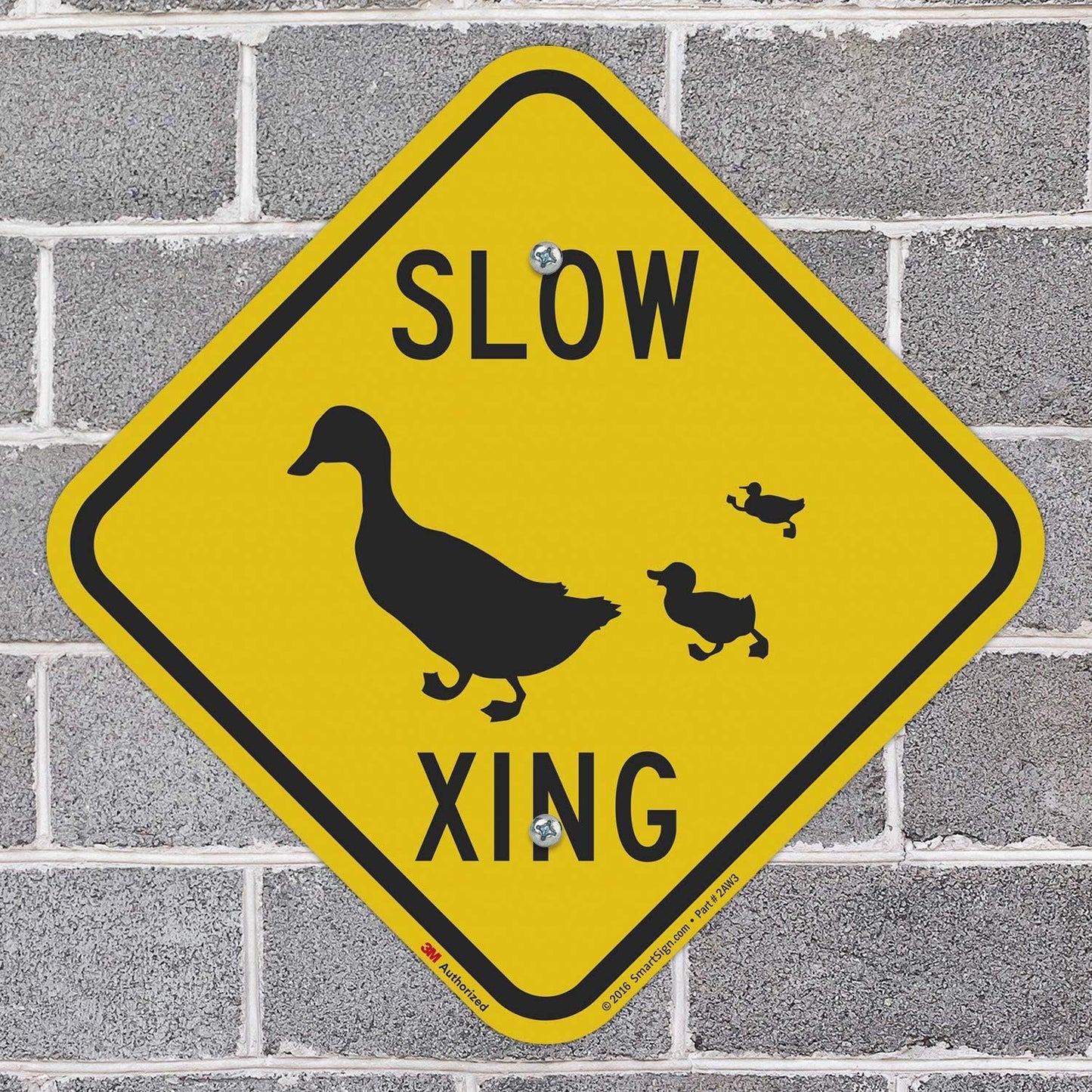 Letrero cruce Slow Duck Xing 12x12" aluminio 3M