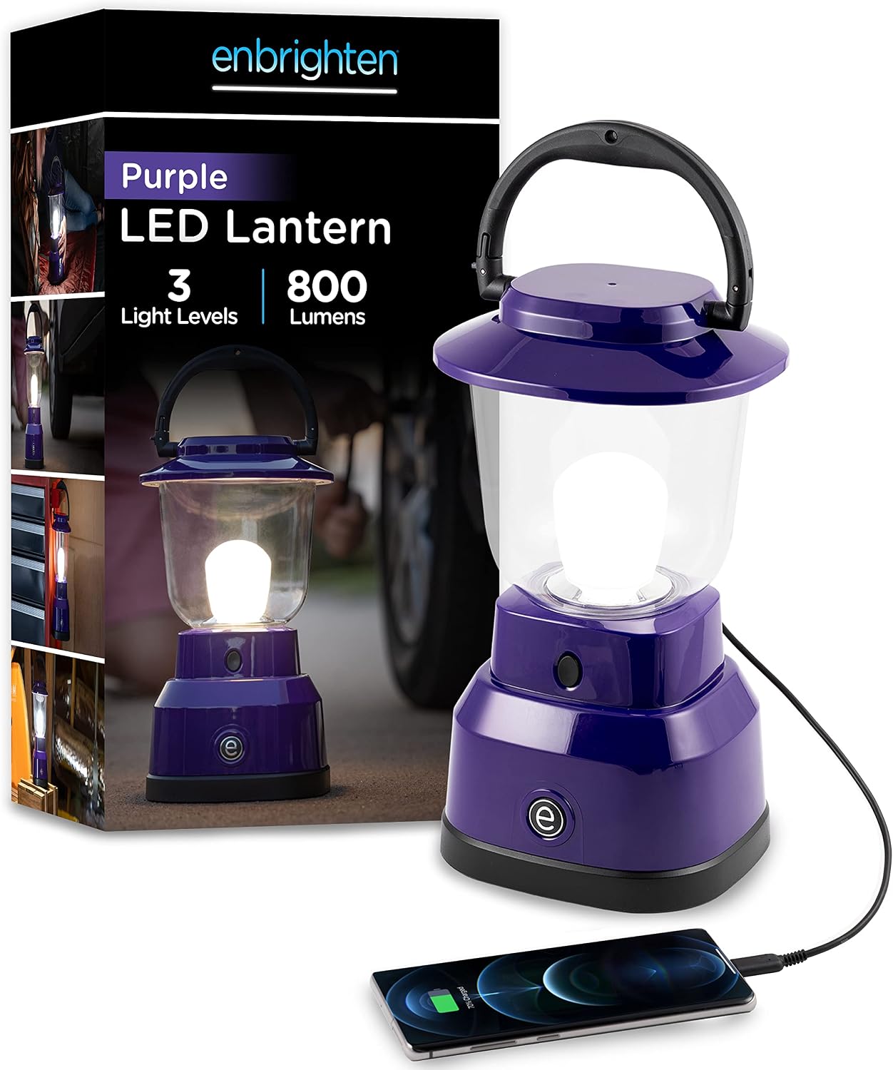 Linterna LED camping a pilas y USB
