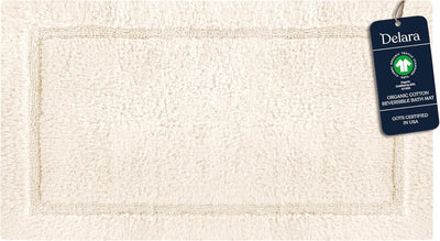 Alfombra baño reversible algodón GOTS 30x50 marfil