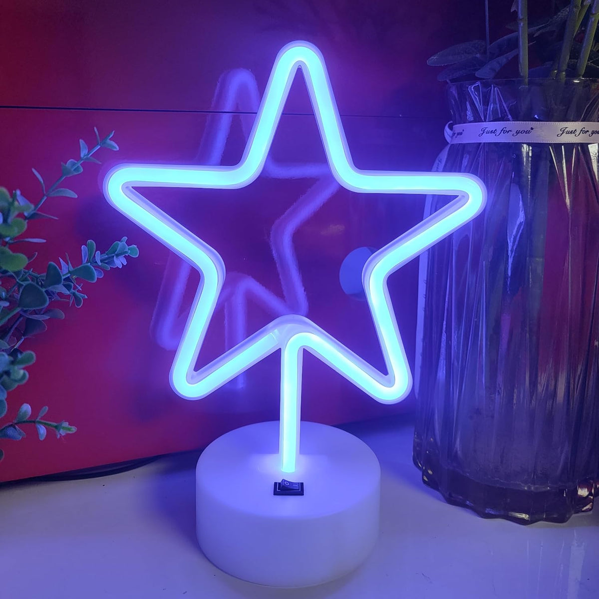 Letrero neón soporte USB o 3 pilas AA decoración pared led azul
