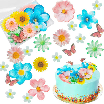 55 Pzas Flores y Mariposas Decoración Pasteles Tamaño Mixto Luau