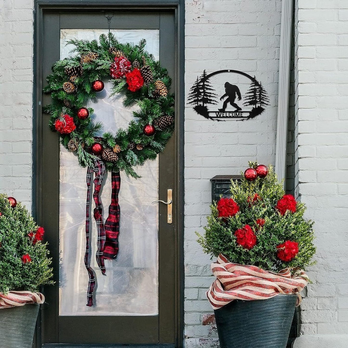 Letrero metal Welcome Sasquatch para interiores y exteriores