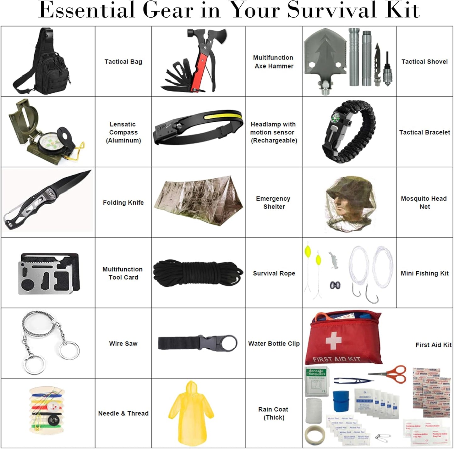 Kit supervivencia camping caminatas emergencias coche