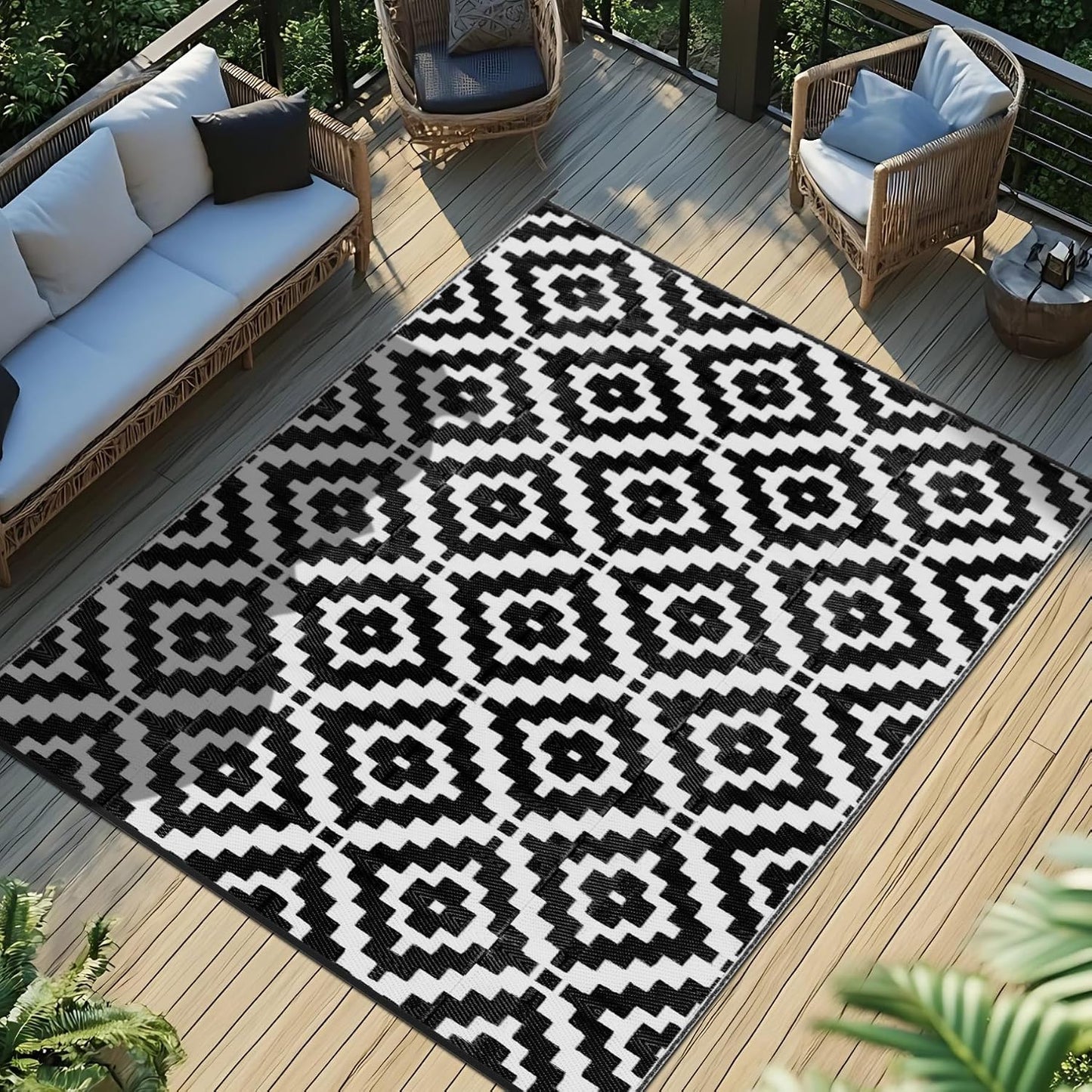 Alfombra plástico reversible exterior 4x6ft impermeable