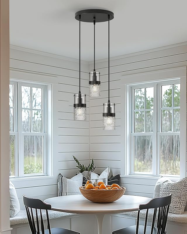 Lámpara colgante negra 3 luces ajustable cocina