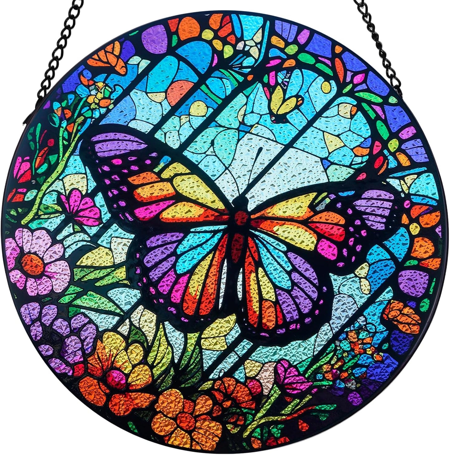 Colgante vidrieras atrapasoles mariposa para hogar 12pulg