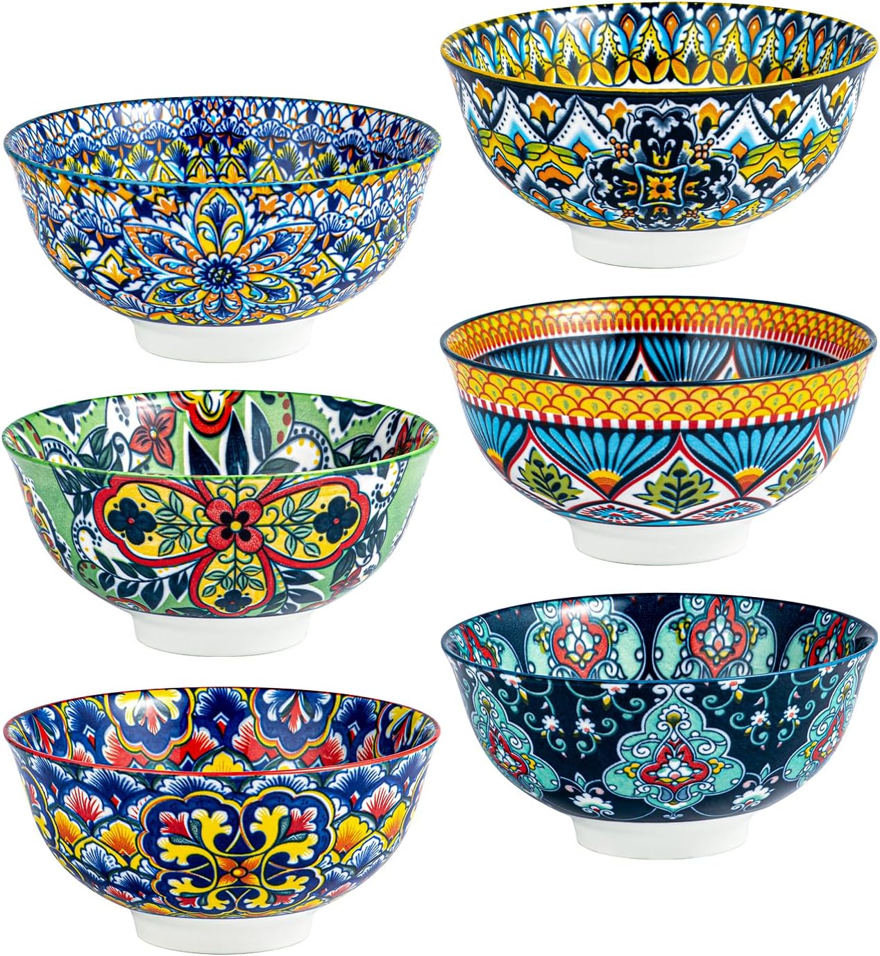 6 Pzas Cuencos Cerámica Boho 10oz para Helado y Aperitivos